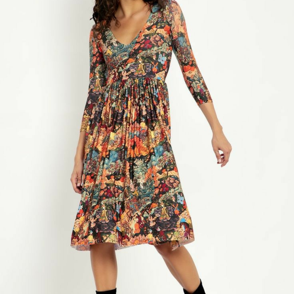 Blackmilk Sultan Humayun and His Brother in Nature 3/4 Sleeve Dress